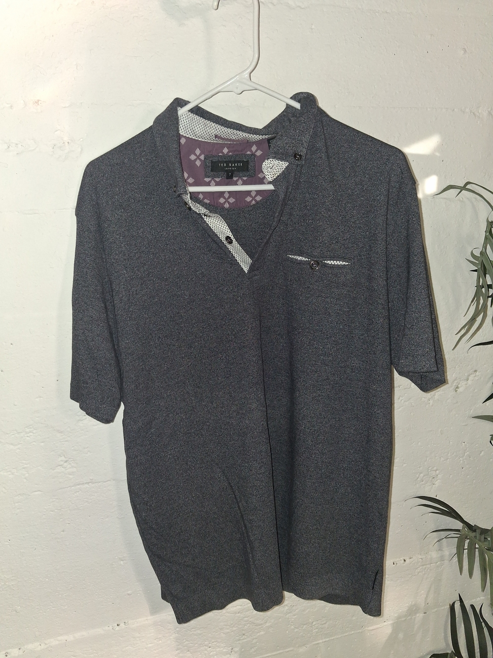 Ted Baker Men's Heather Charcoal Polo with Contrast Trim